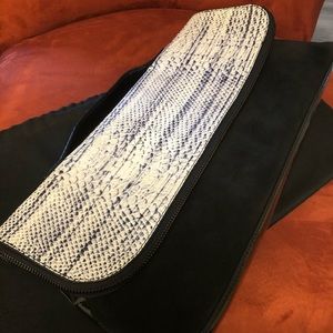 L.A.M.B Croc embossed leather clutch